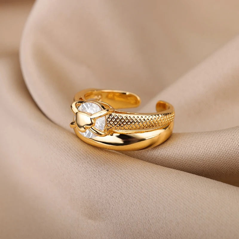 Bague Ajustable Cœur plaquée or 18K