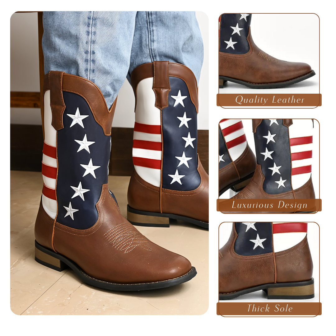 Andrew | Bottes de cowboy western personnalisées avec drapeau américain