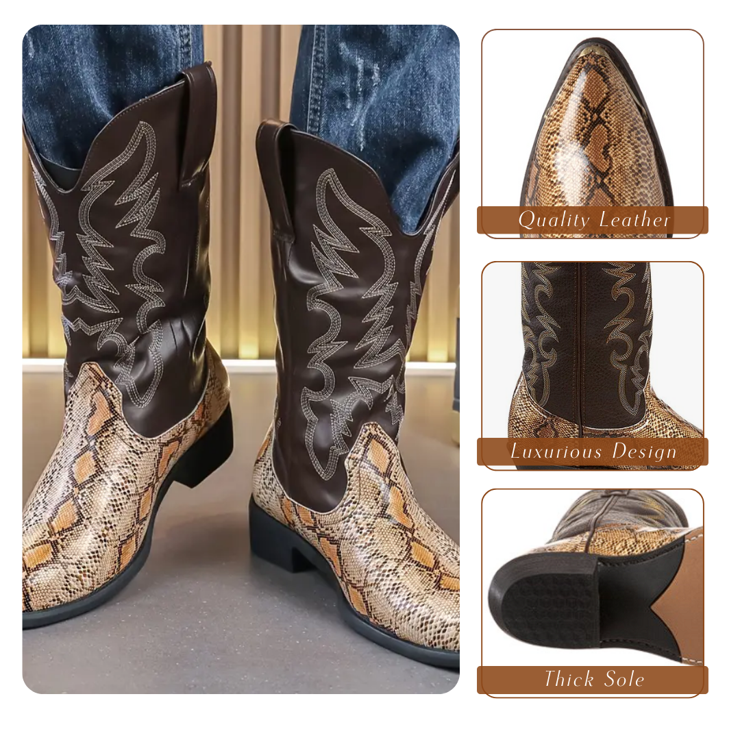 Frank | Bottes Western en Cuir de Serpent Brodées