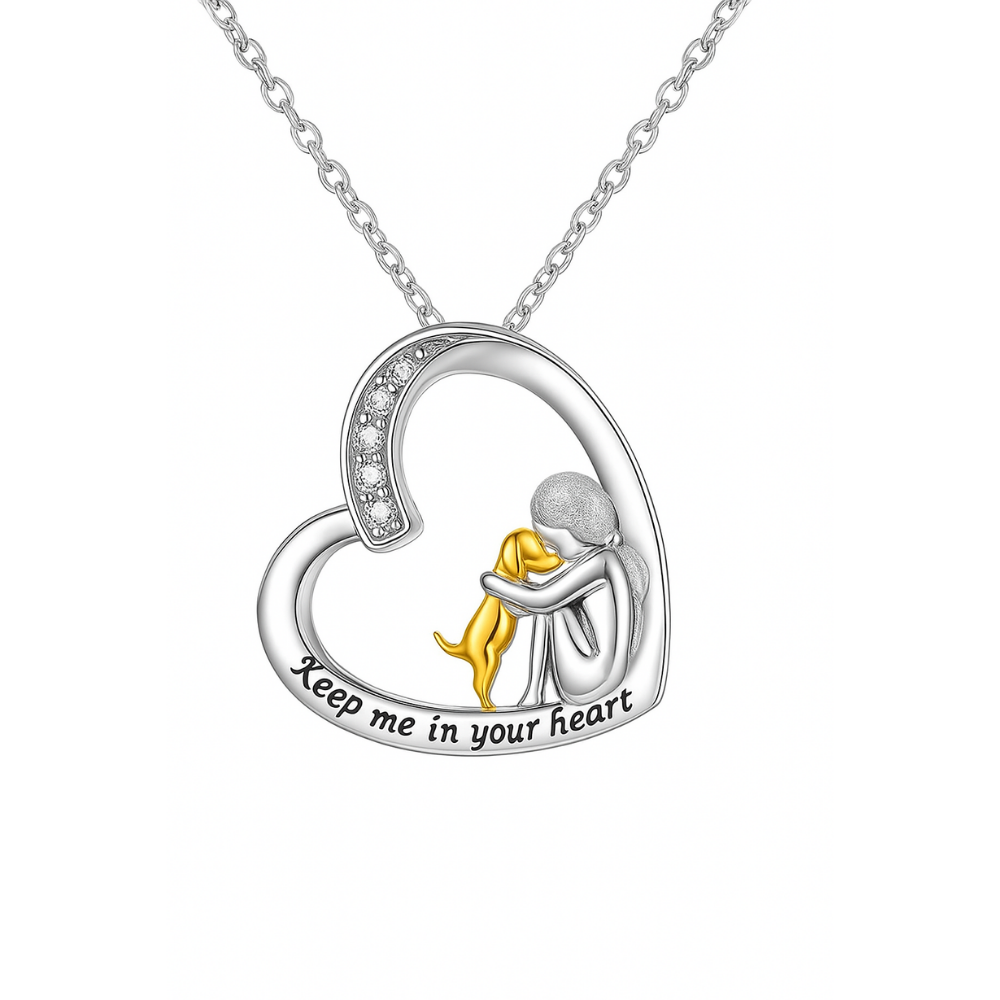 MILIA – Collier en argent 925 avec motif de cœur et de chien