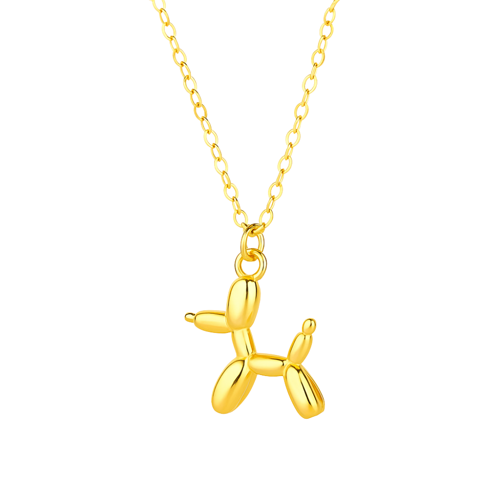 JUNO – Collier avec pendentif en forme de chien en ballon en argent et or