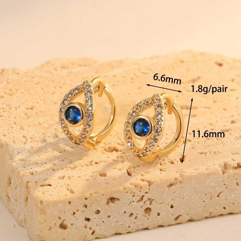 Boucles d’oreilles Œil Bleu Cercle plaquées or 18K