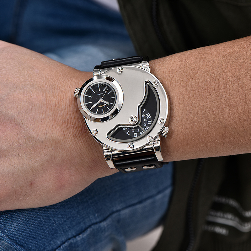 Montre à bracelet en cuir multi-fuseaux horaires™ - Olsen & Olsen