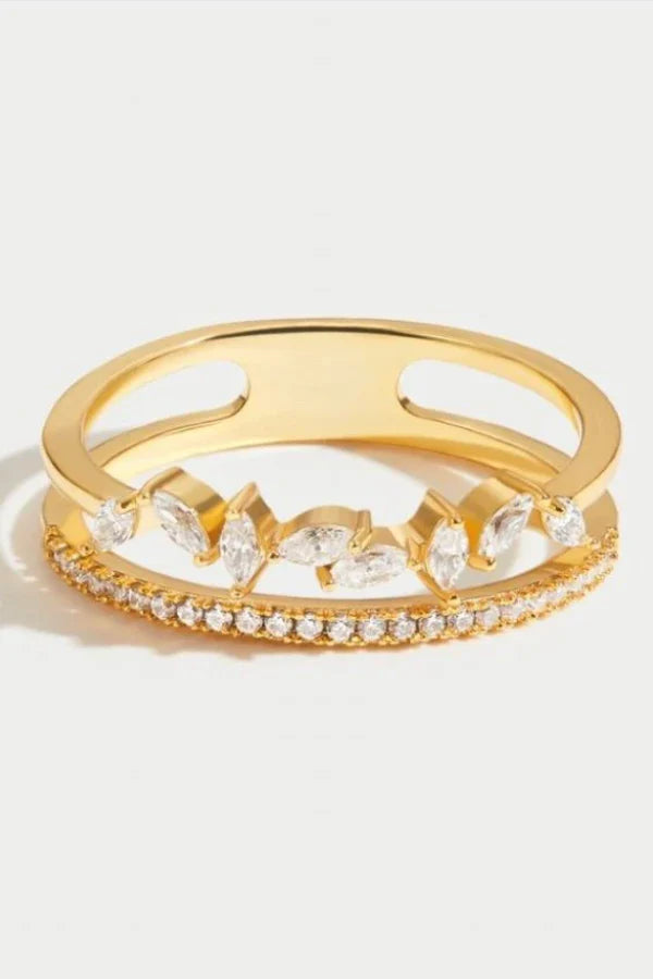 Bague Couronne Princesse plaquée or 18K avec zircon