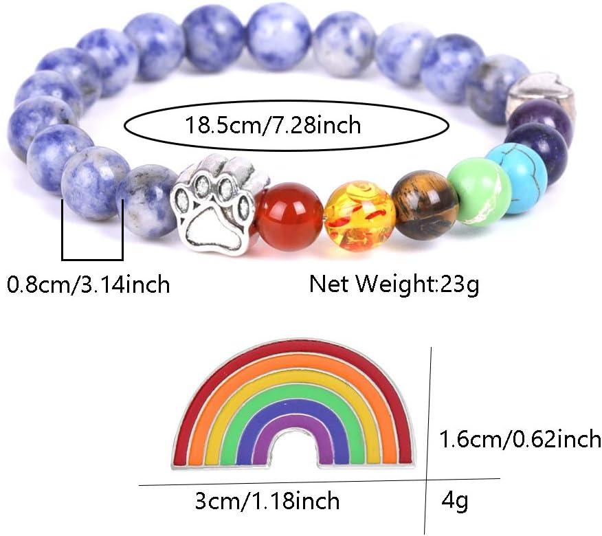 LUMIN – Bracelet commémoratif de la passerelle arc-en-ciel avec 7 perles de chakra