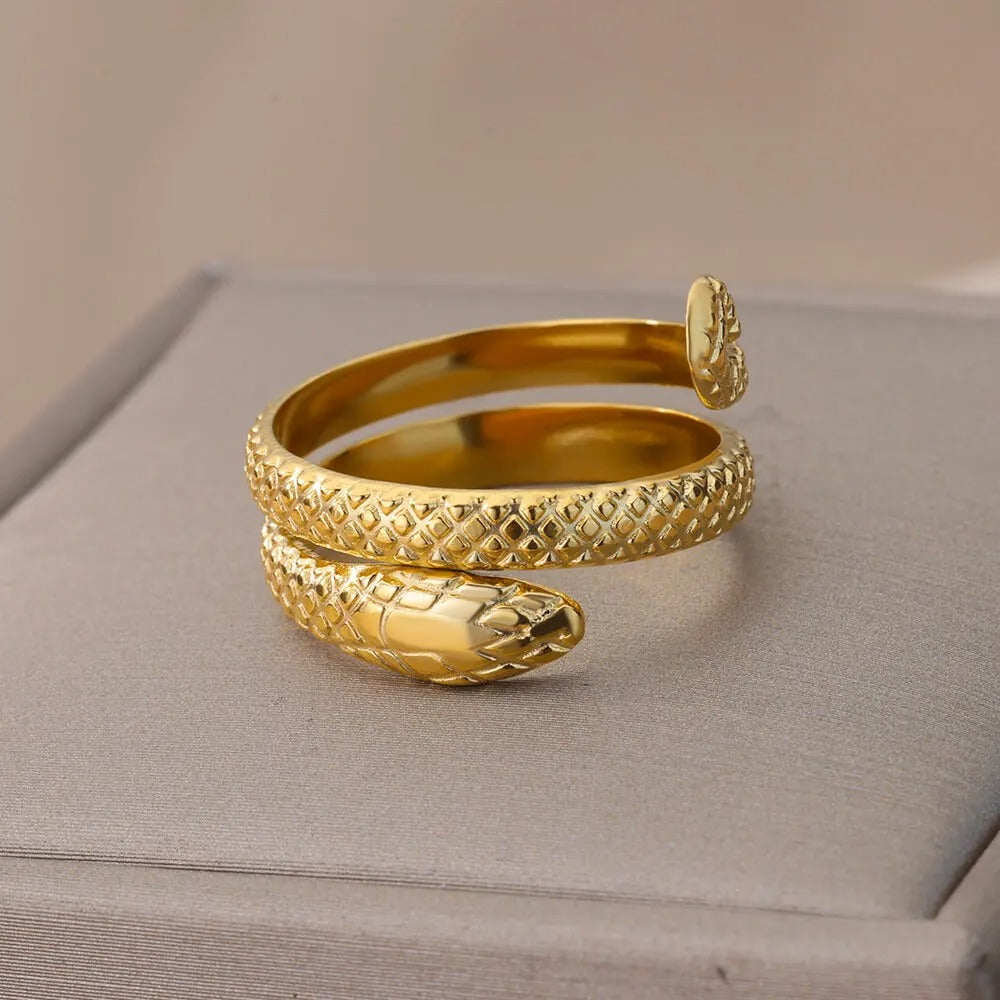 Bague Ajustable Serpent plaquée or 18K