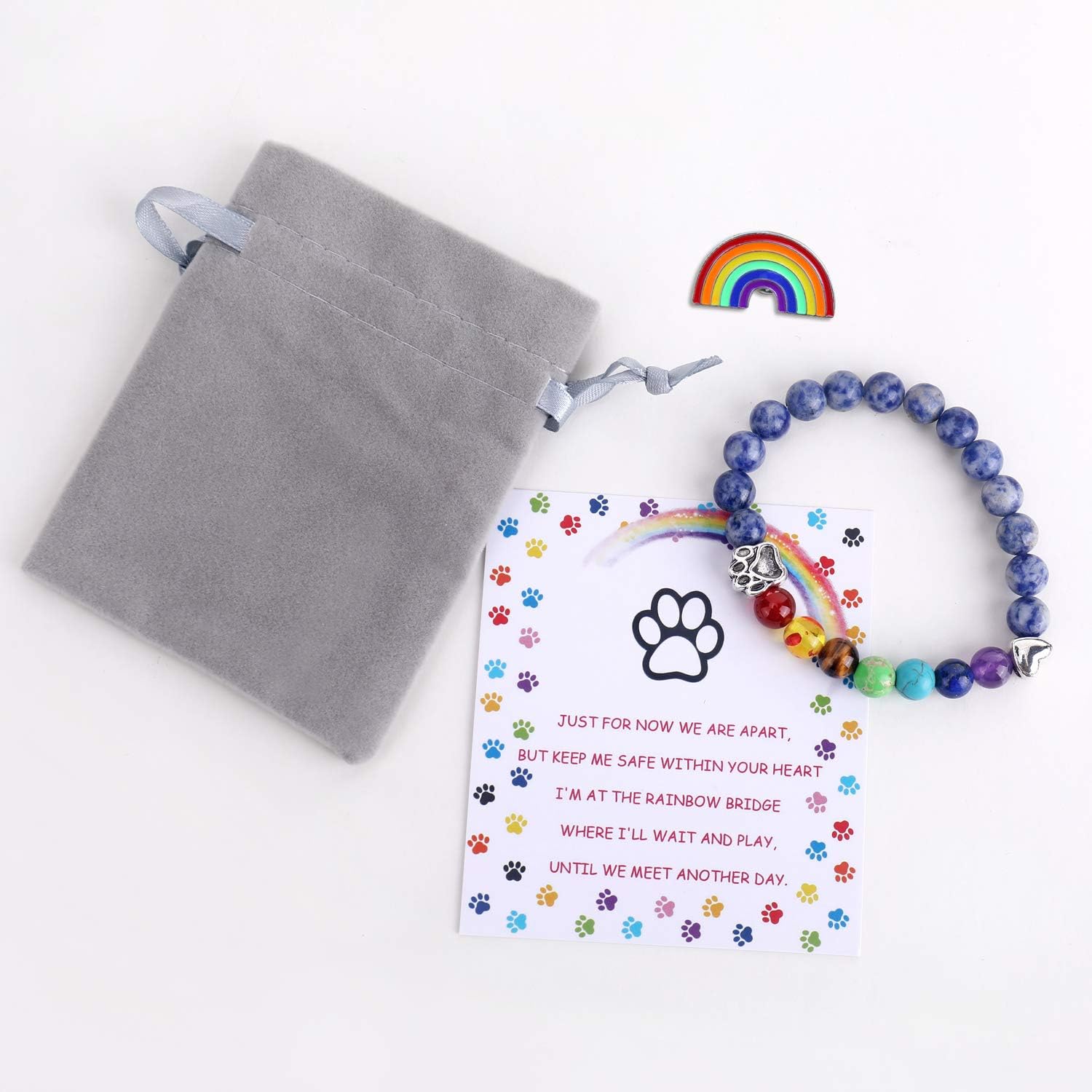 LUMIN – Bracelet commémoratif de la passerelle arc-en-ciel avec 7 perles de chakra
