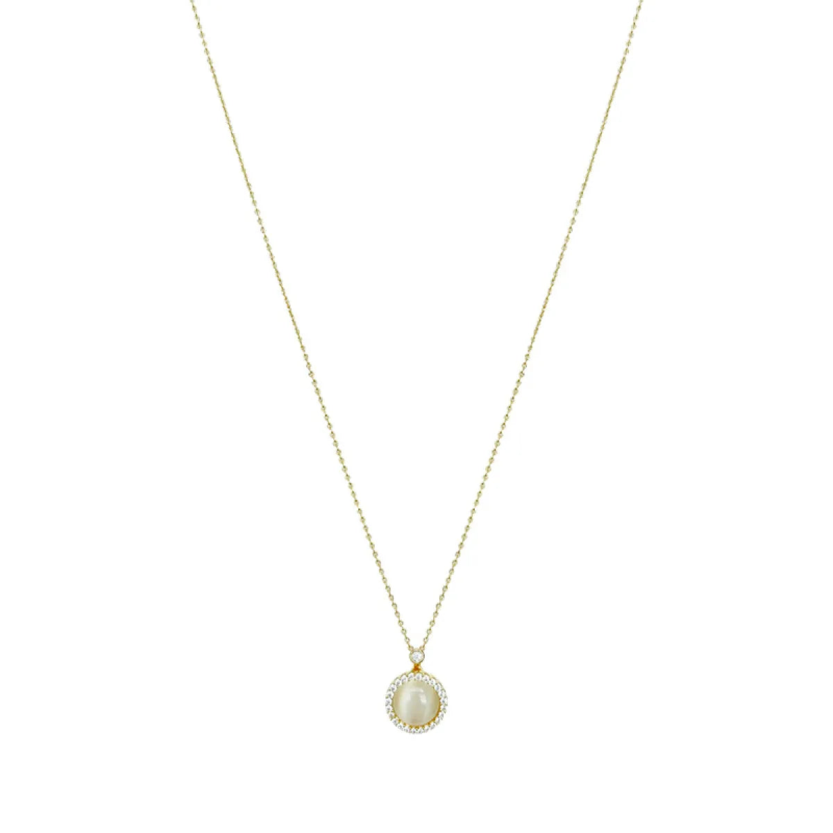 Collier Français Vintage Chaîne Clavicule Opale Ronde