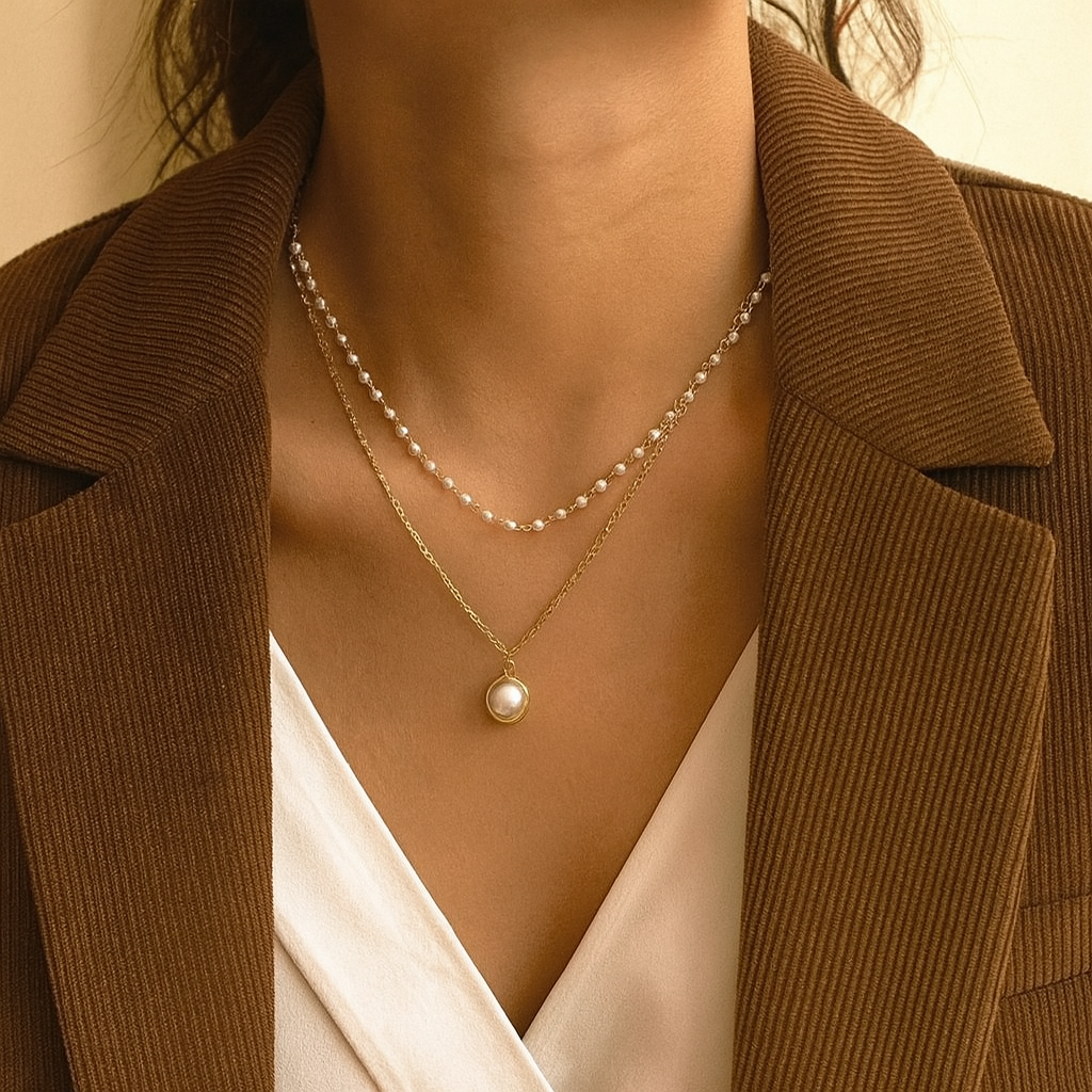 Collier de perles élégantes à deux brins pour femmes - Amelie