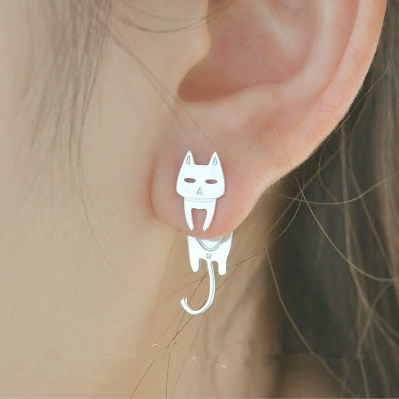 Boucles d'oreilles en argent 925 en forme de poisson chat, édition spéciale