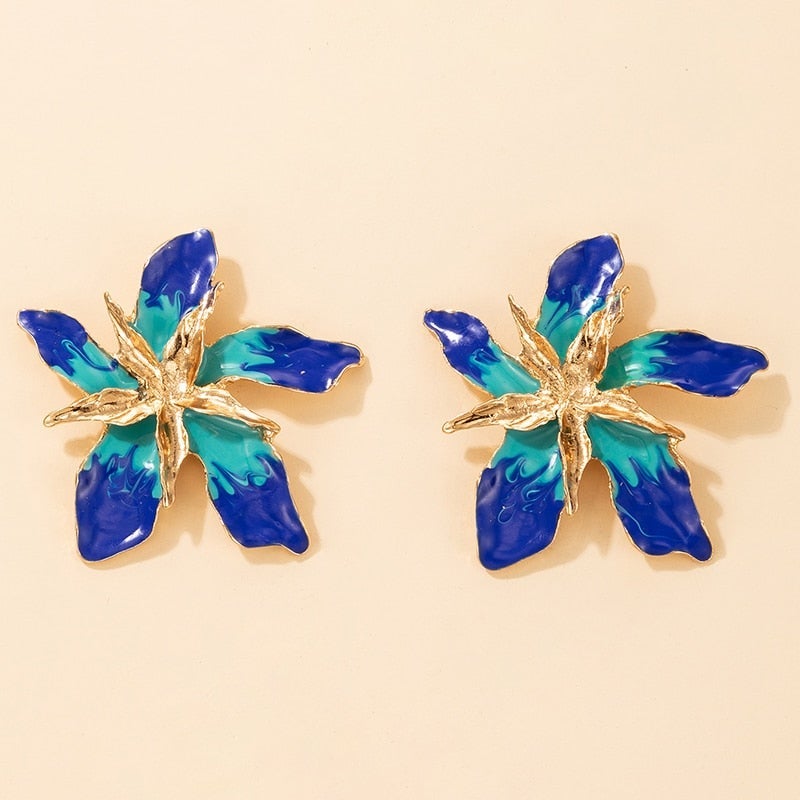 Boucles d'oreilles « Happy Flower » avec des cristaux bleus