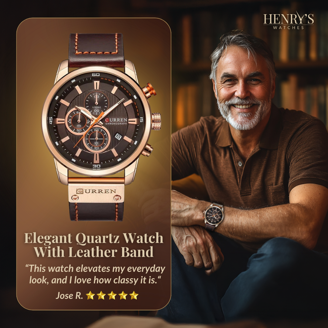 Montre élégante en quartz avec bracelet en cuir™ de Olsen & Olsen