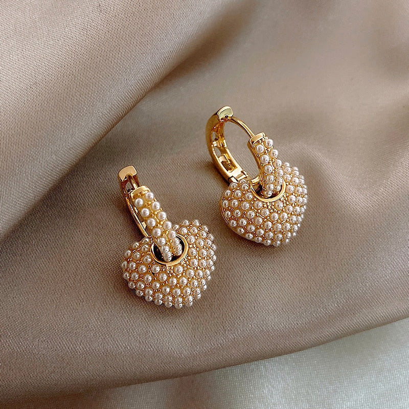 Boucles d'oreilles finition or « Perles de l'amour »