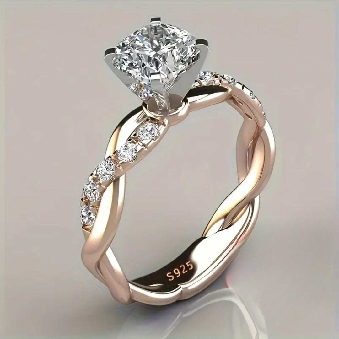 Bague tressée en cristal rose brillant