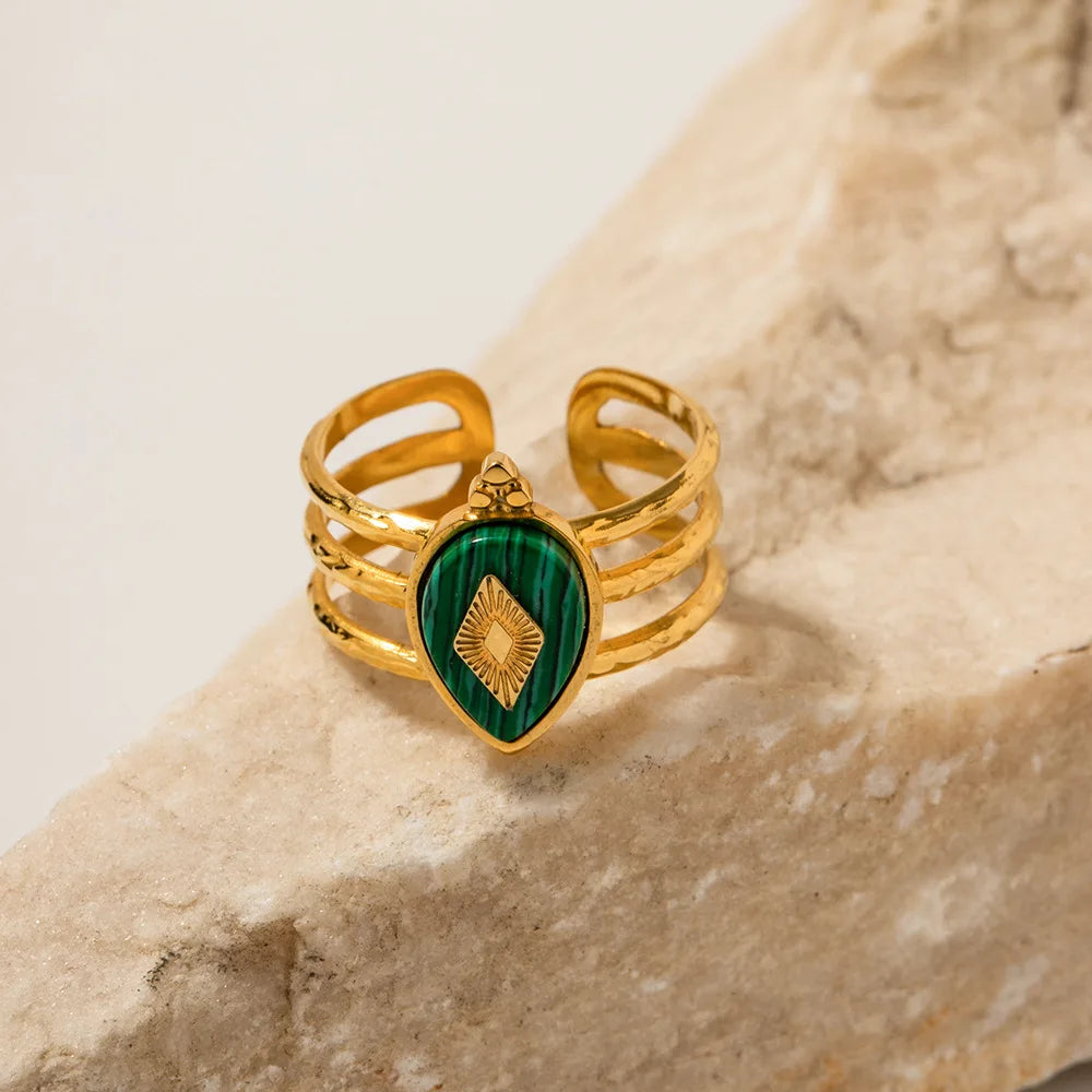 Bague Œil Vert – Finition Or