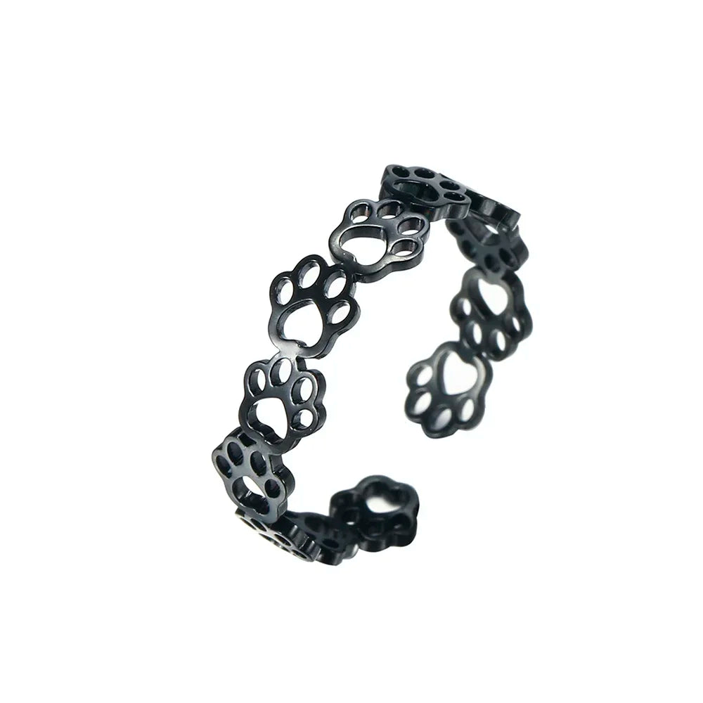 OVA – Bague empreinte de patte ajustable en argent et or