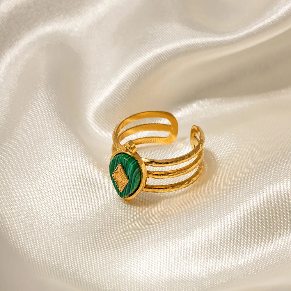 Bague Œil Vert – Finition Or