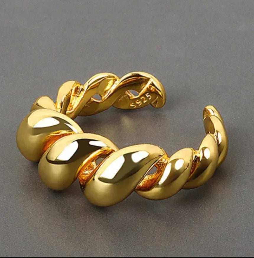 Bague ajustable géométrique en finition or