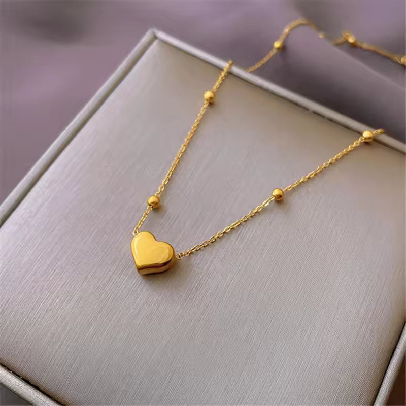 Collier Cœur Clavicule plaqué or 18K