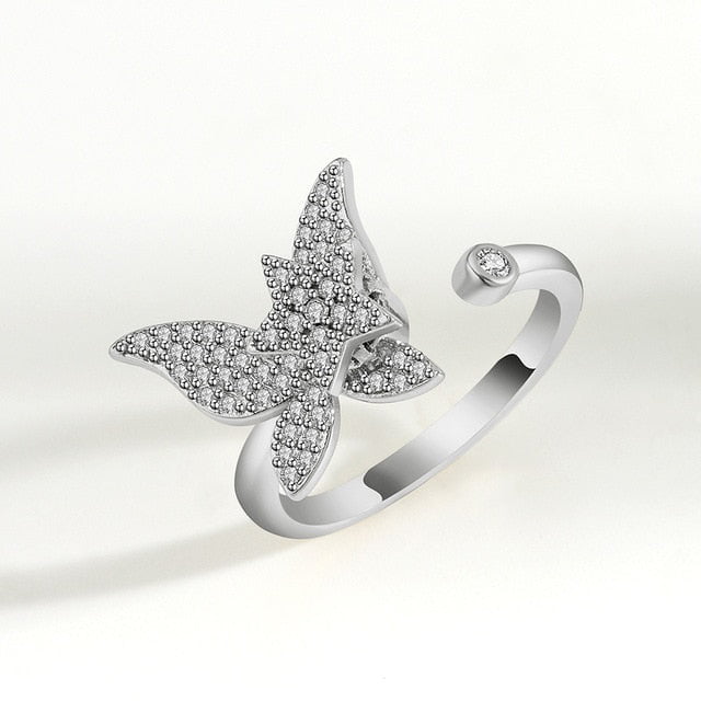 Yani – Bague Anti-Anxiété Papillon en Finition Argentée ou Dorée