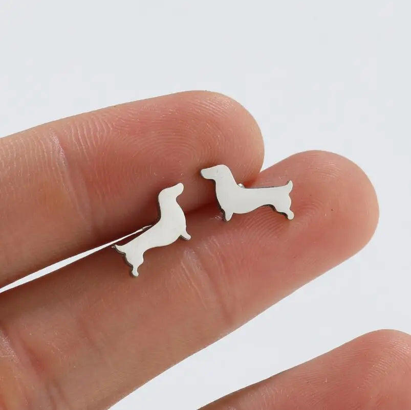 Boucles d'oreilles en forme de Dachshund - Uthman | Or et Argent