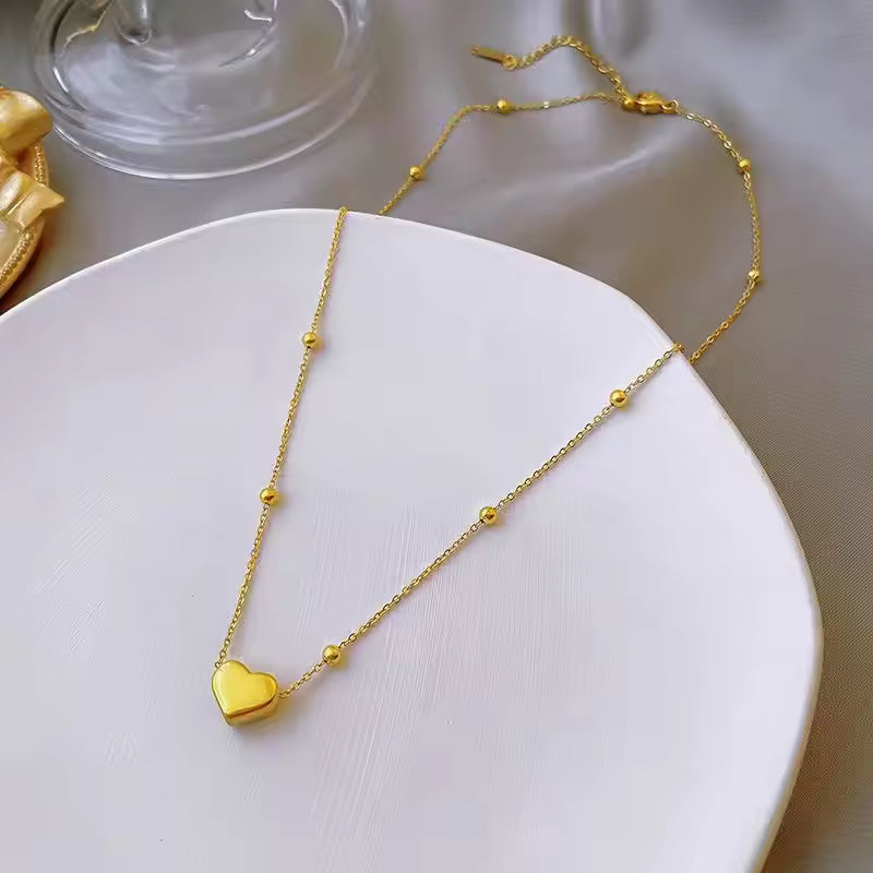 Collier Cœur Clavicule plaqué or 18K