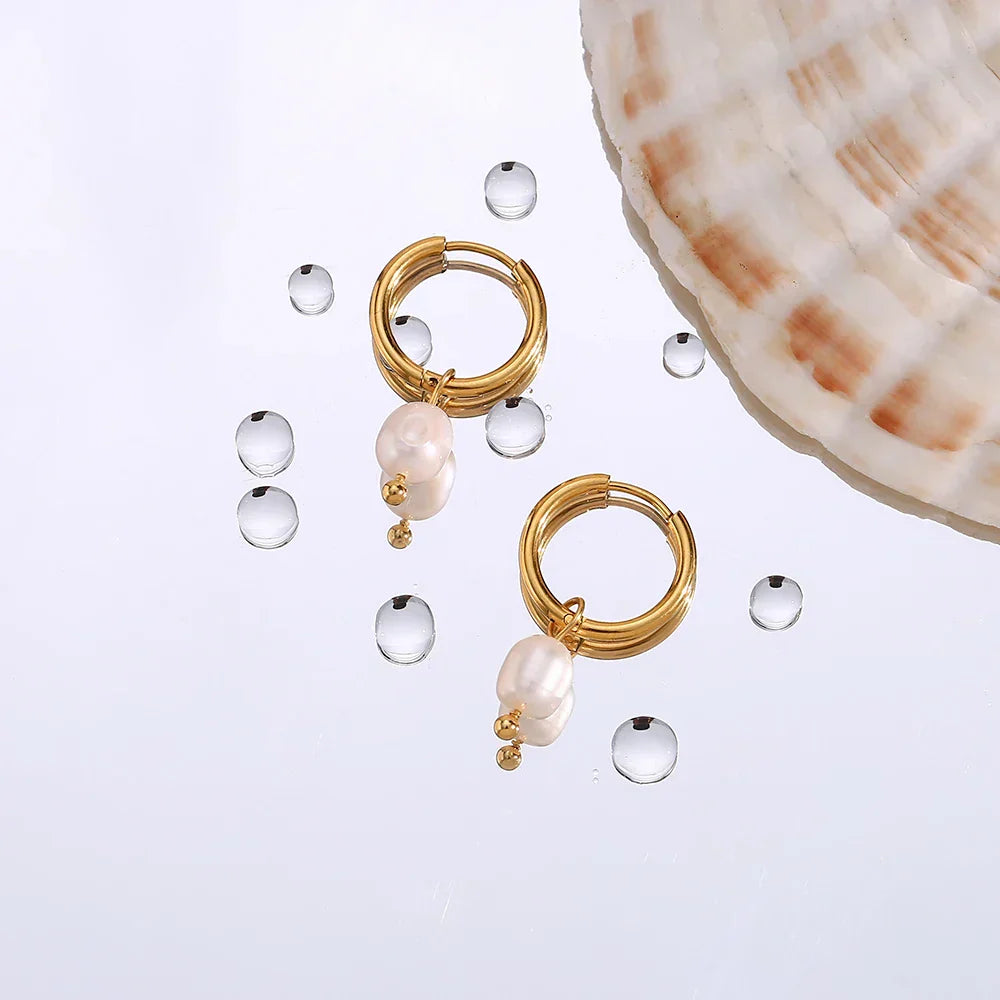 ELISE™ | Boucles d’Oreilles Anneaux avec Perle