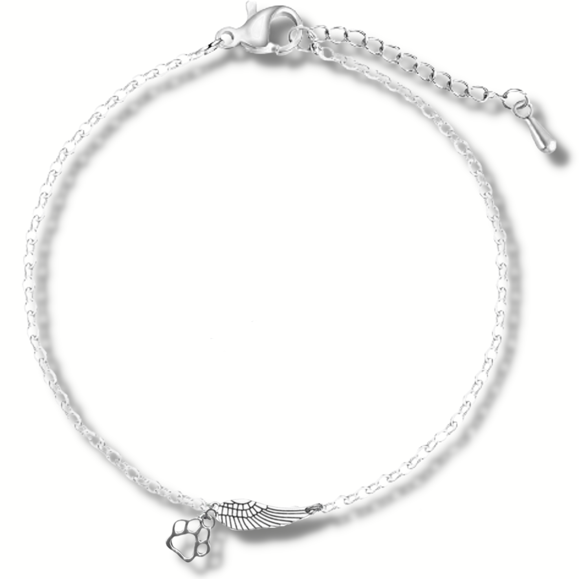 Bracelet commémoratif en argent avec ailes d'ange et empreinte de patte | Marike