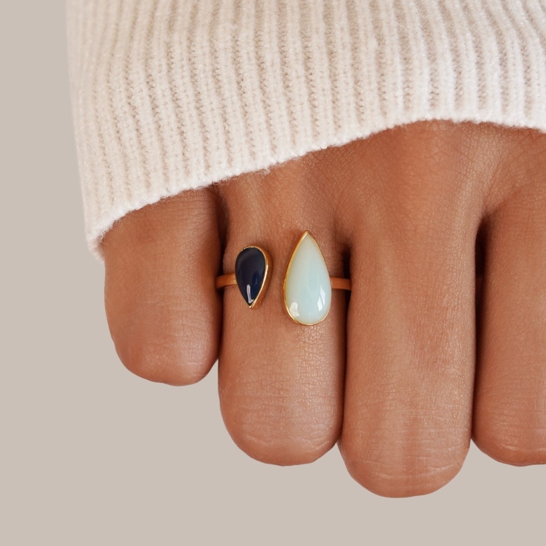 Bague en forme de goutte d'aigue-marine