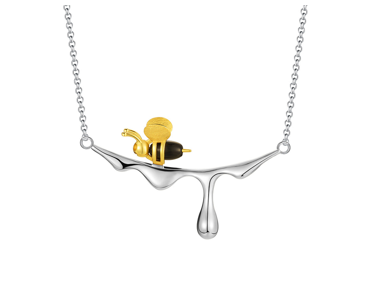 MELINA – Collier en forme de goutte de miel et abeille