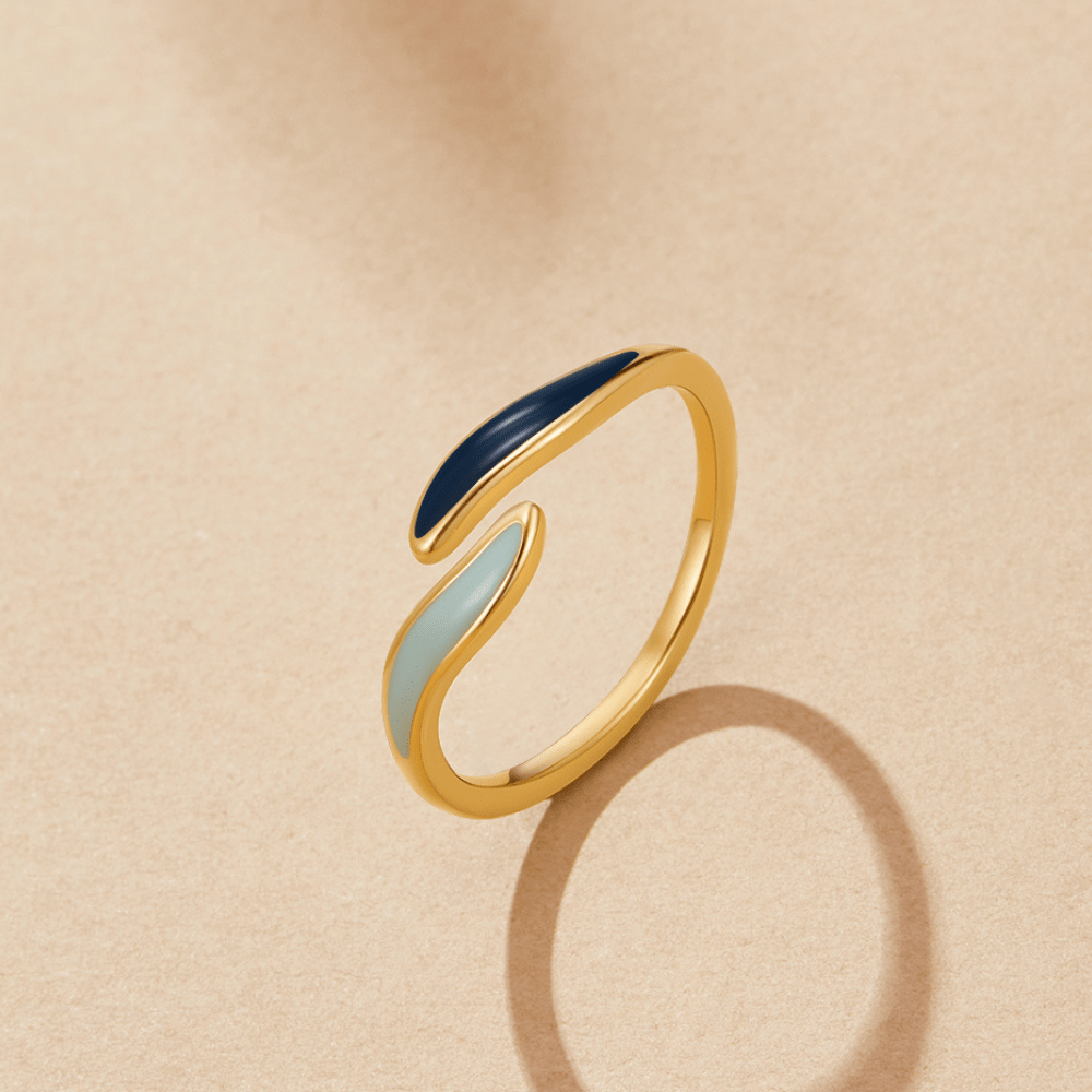Bague enveloppante Vagues de l'océan bleu