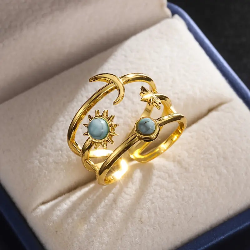 🌙✨ Bague Soleil & Lune – Harmonie Cosmique