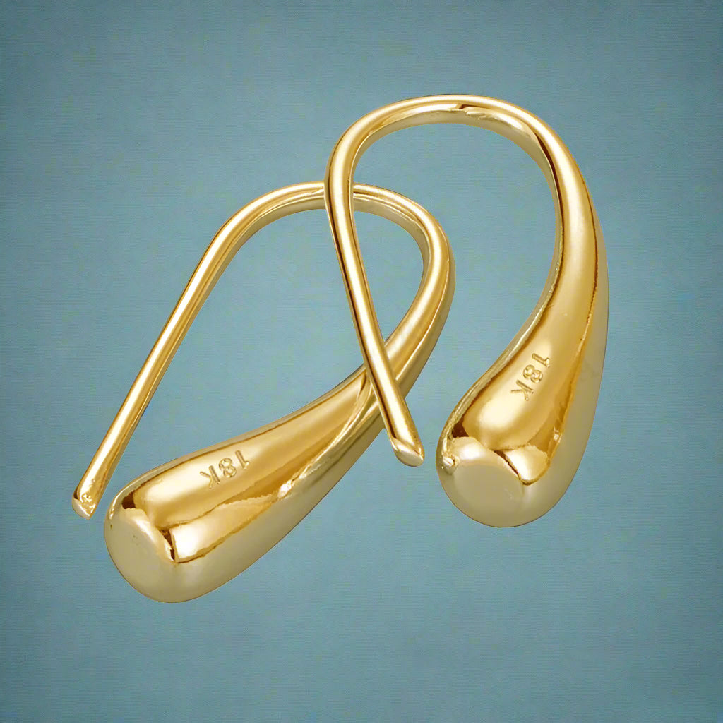 Boucles d’Oreilles Goutte d’Eau plaquées or 18K