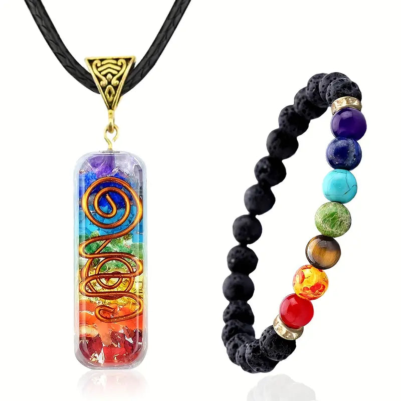 Énergie Totale – Pack Collier & Bracelet 7 Chakras