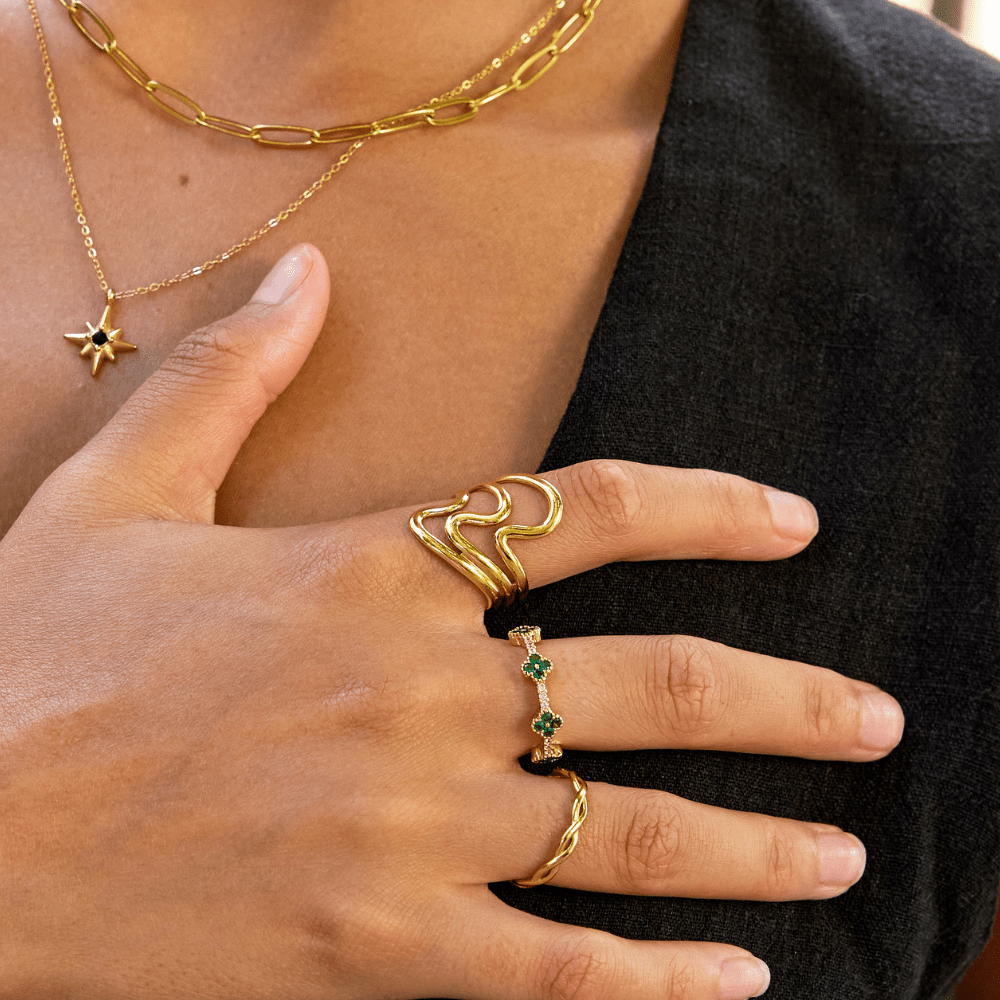 Bague enveloppante Golden Waves