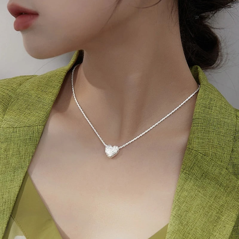 Collier en argent 925 avec cœur gravé