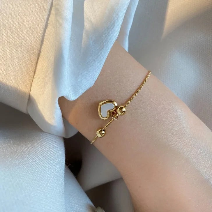 Bracelet Cœur Nacre plaqué or 18K