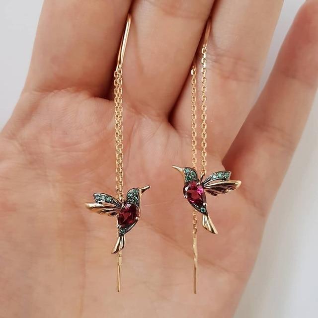 Boucles d'oreilles Kolibri en émail et zircon