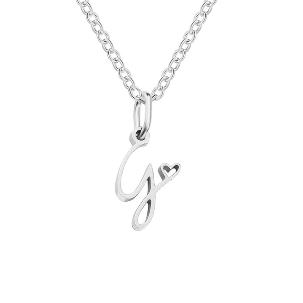 Collier en Cœur avec Lettre en Argent