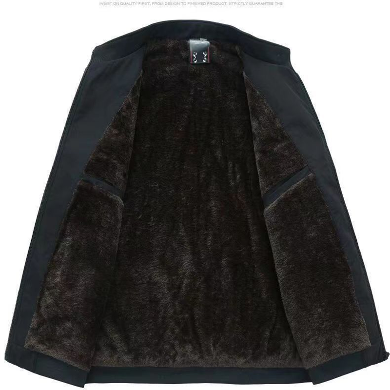 Veste zippée chaude unie pour homme – 💪 Anti-froissement, coupe-vent, imperméable à la pluie et à la neige !