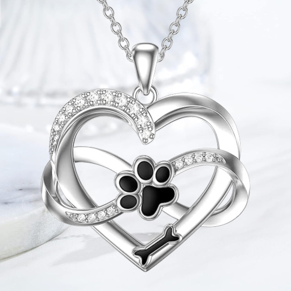 Collier Infinity Cœur & Patte en argent 925 avec zirconia - Sulzer