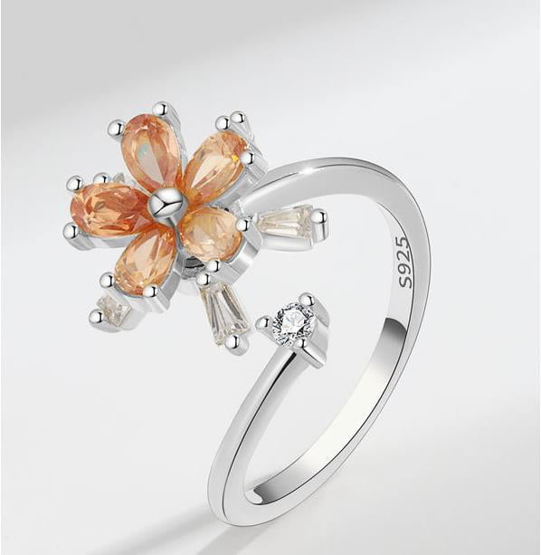 Yani – Bague Fidget Fleur de Cerisier en Finition Argentée ou Dorée