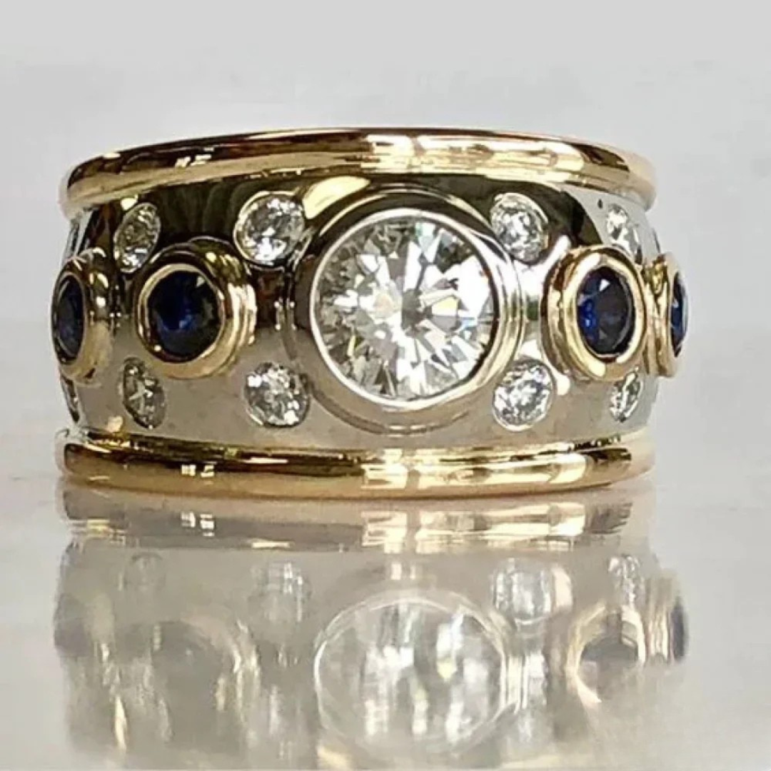 Bague Vintage Dorée avec Zircone Incrustée