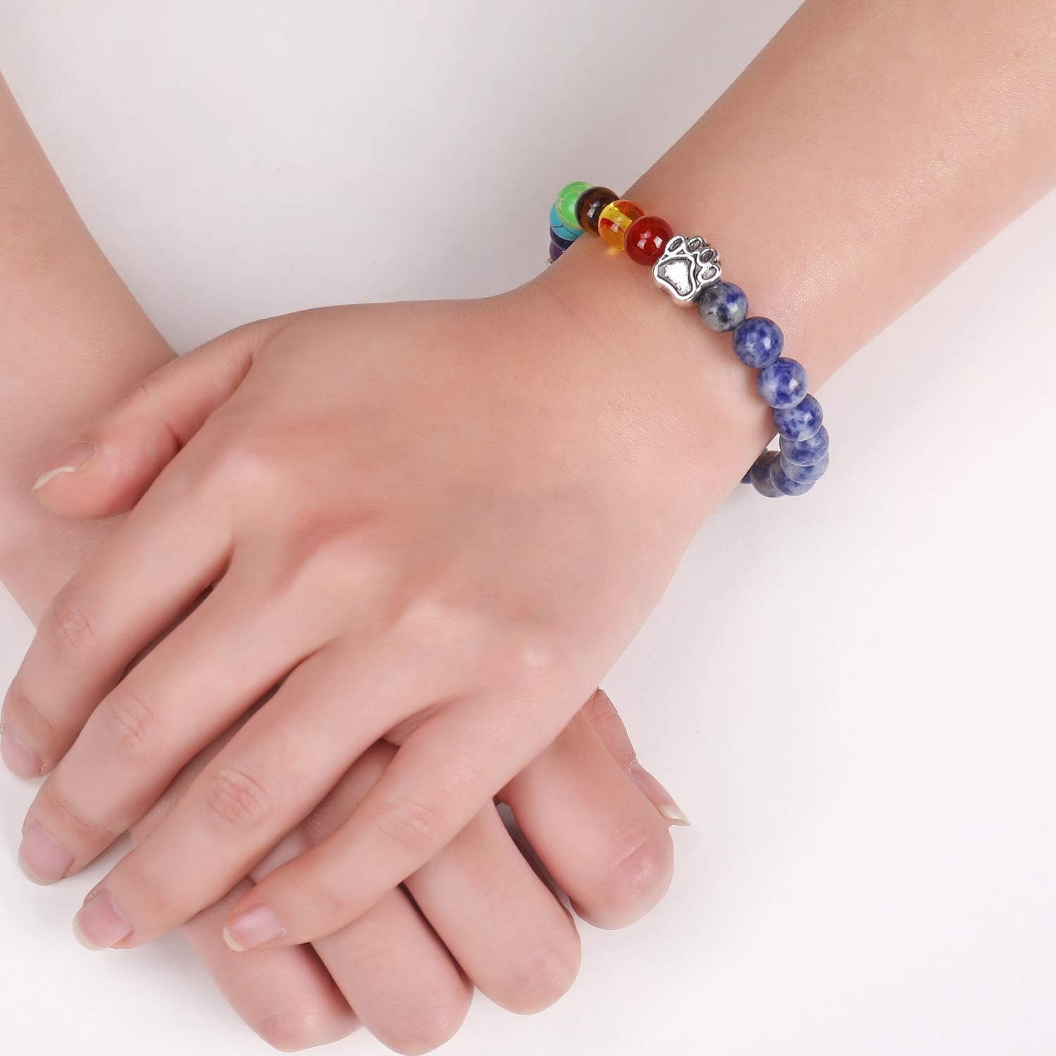 LUMIN – Bracelet commémoratif de la passerelle arc-en-ciel avec 7 perles de chakra