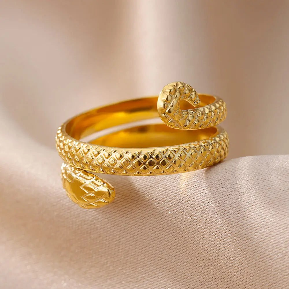Bague Ajustable Serpent plaquée or 18K