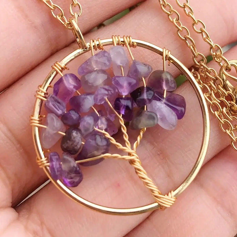 Collier Arbre de Vie en Améthyste – Énergie &amp; Sérénité