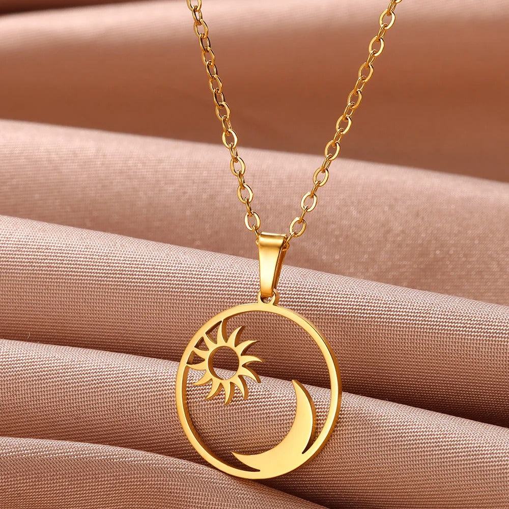 Collier Soleil et Lune - Finition Or