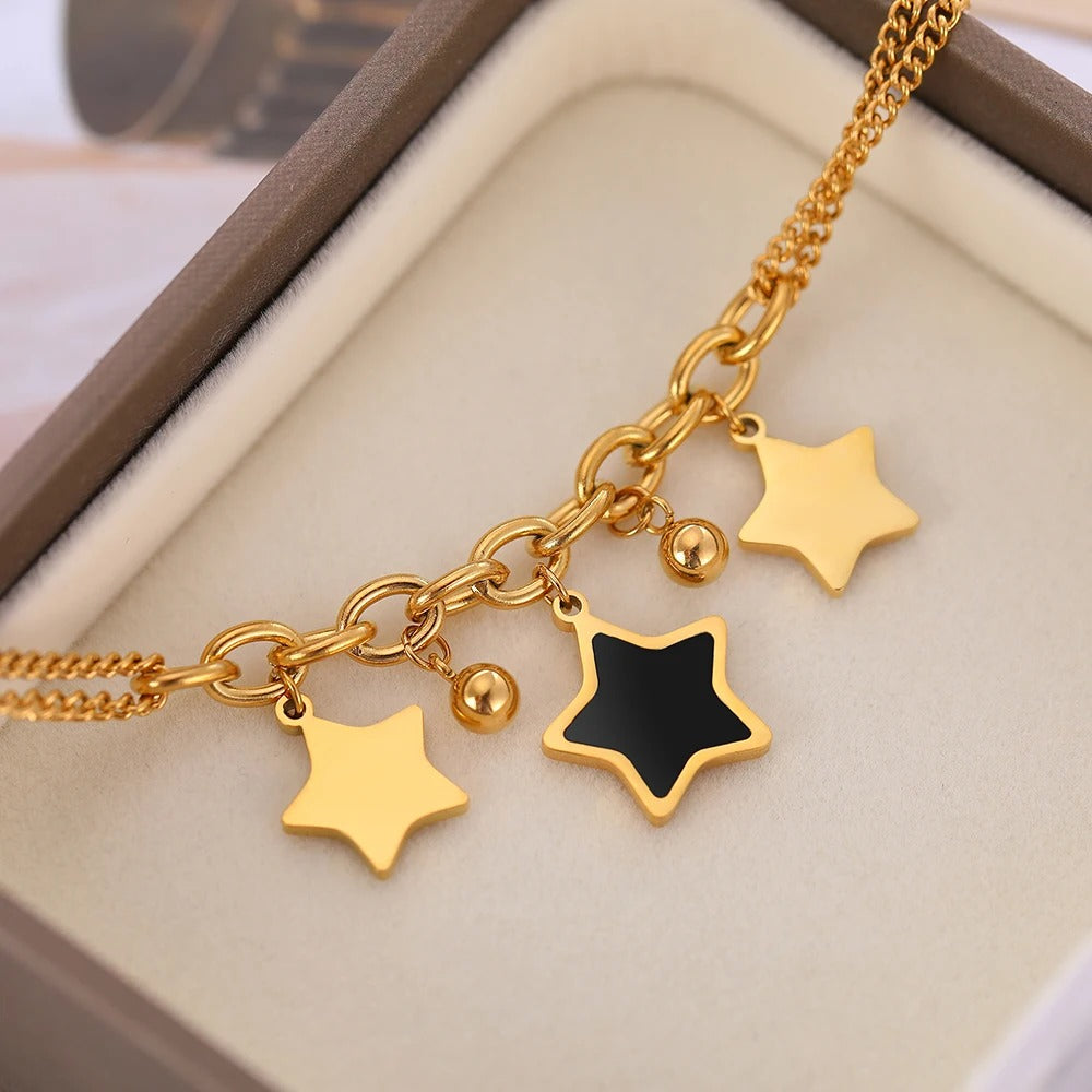 Bracelet Étoiles Kpop avec Breloques plaqué or 18K