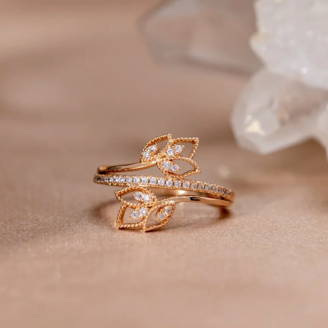 Bague Fleur Double plaquée or 18K