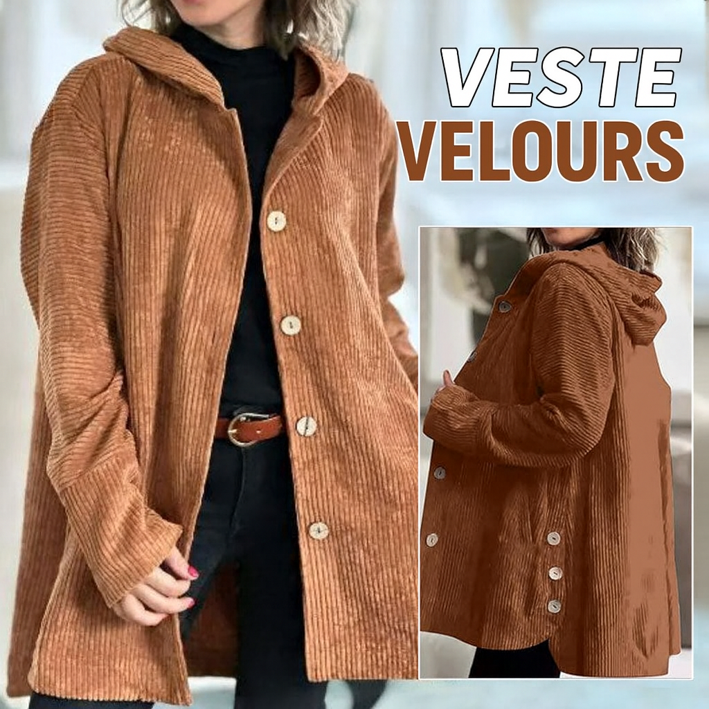 Veste à capuche en velours décontractée pour l'automne